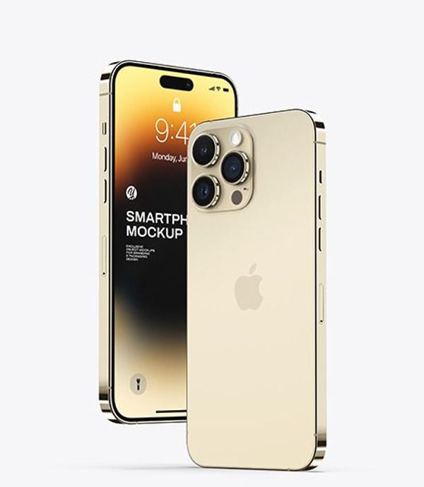 Two iPhone 14 Pro Max Gold Mockup - Free Download Images High Quality PNG, JPG - 112000.jpeg